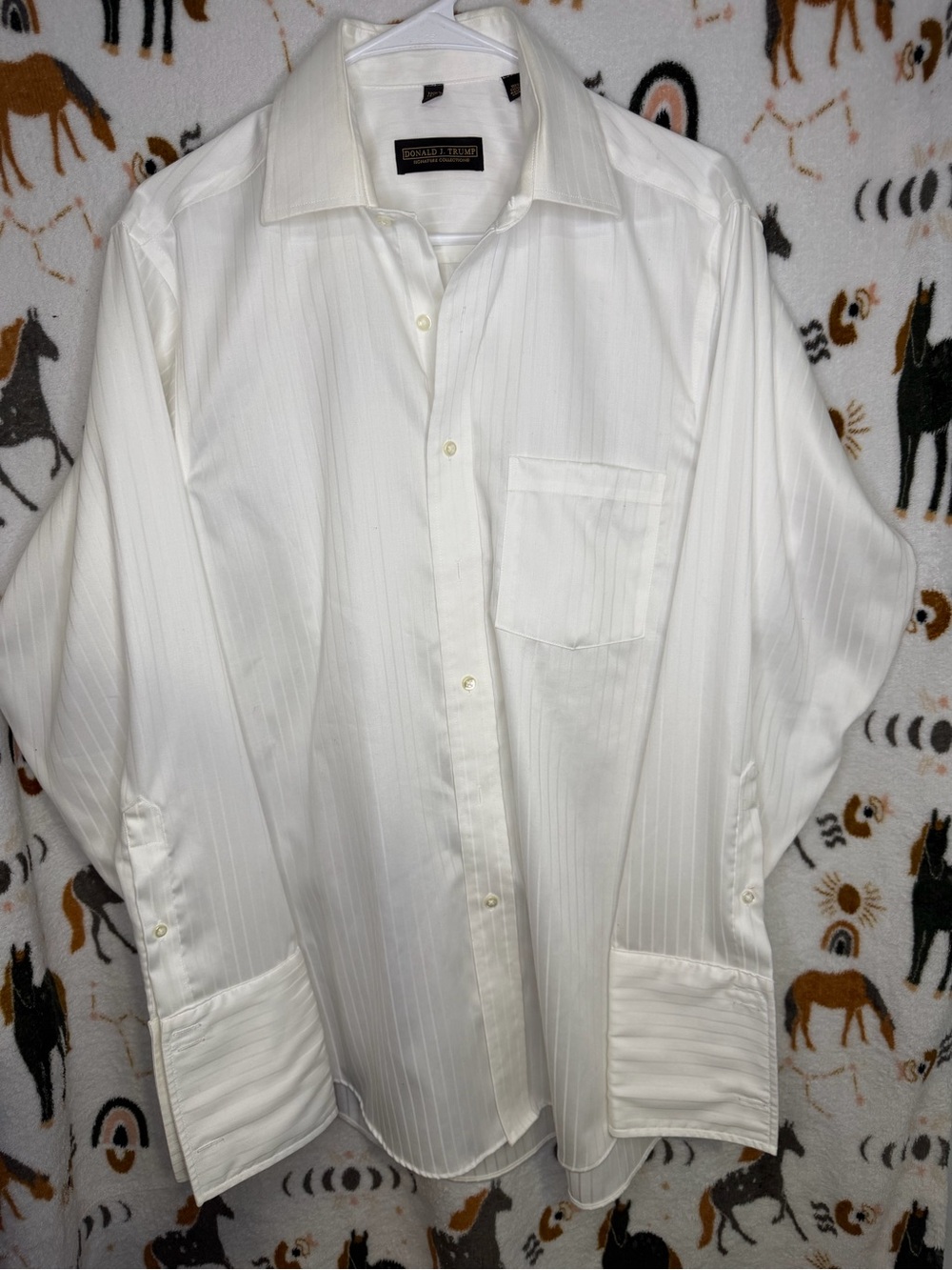 Donald J. Trump White Men's Button-Down Dress Shirt - Subtle Stripe